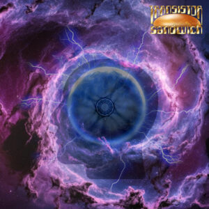 head silhouette against space nebula background