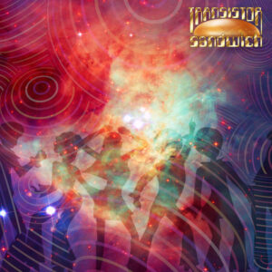 groovy dancers silhouette on funky space background