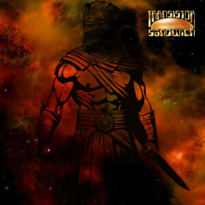 shape of gladiator against a space nebula background